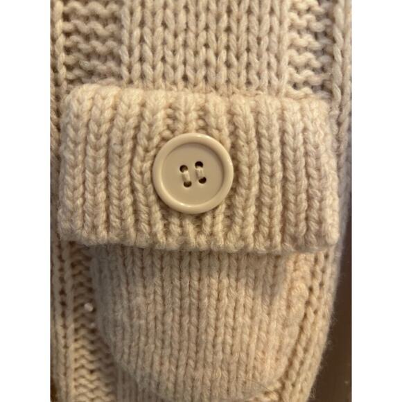 Tulle Size Small Beige Cable Knit Button Up Cardigan Wide Collar Vintage Look - Picture 4 of 4